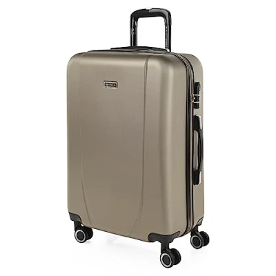 Afbeelding van ITACA trolley koffers, ABS Harde buitenbekleding, bestendig en licht. Telescopische handgreep, 2 handvatten, 4 wielen. Geïntegreerd slot. Lage kosten, klein, gemiddeld, groot, Champagne