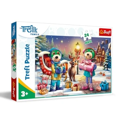 Afbeelding van Trefl The Treflik Family, wintertijd met de puzzels 24 stukjes maximum kerstpuzzels stripfiguren, vrije tijd voor kinderen vanaf 3 jaar