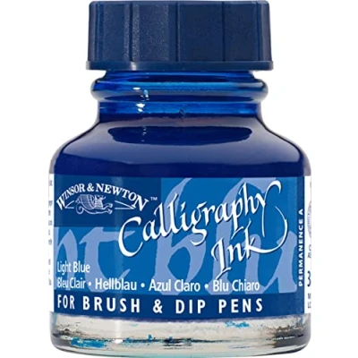 Image de Winsor &amp; Newton Encre de Calligraphie Flacon 30ml 350 Bleu Clair Série 1