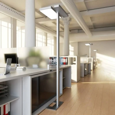 Afbeelding van Arcchio LED kantoor vloerlamp Aila, zilver, daglichtsensor