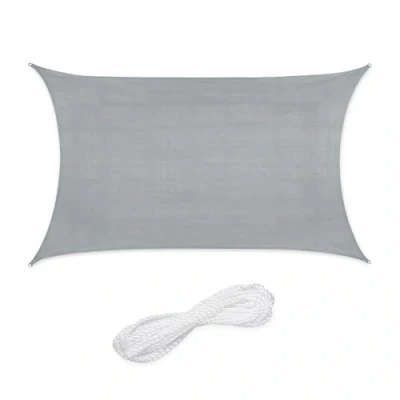 Afbeelding van Relaxdays schaduwdoek rechthoekig HDPE zonnedoek concaaf verschillende groottes lichtgrijs, 3 x 4 m