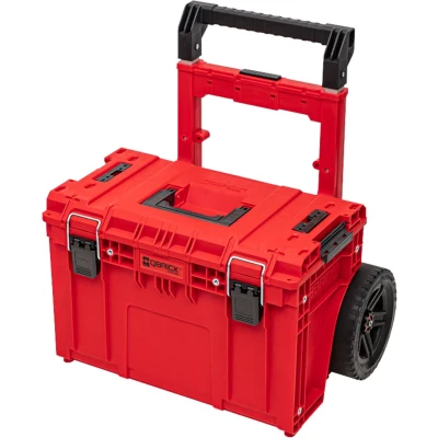Afbeelding van Qbrick System PRIME Cart RED ULTRA HD Op maat stapelbaar 590 x 425 660 mm 37 l IP66 100 kg draagvermogen met dubbele telescopische aluminium handgreep
