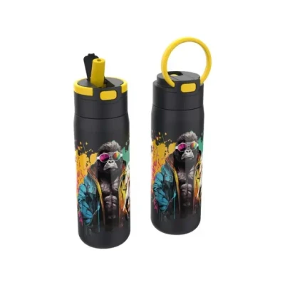 Afbeelding van Lunch Buddies Rvs Waterfles 600Ml Gorilla Zwart