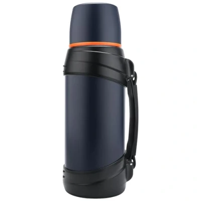 Afbeelding van Olerd 2,0 liter roestvrijstalen thermosfles met 2 bekers, dubbelwandige isolatie, voor camping, 24 uur, warm en koud, donkerblauw