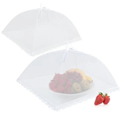 Afbeelding van COM FOUR® 2 x Vliegenhoes Voedselhoes voor levensmiddelen, voeding en fruit bivakmutsen 44 cm (02 stuks wit)