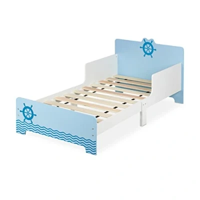 Afbeelding van Relaxdays peuterbed 70x140 lattenbodem kinderbed met uitvalbeveiliging jongensbed
