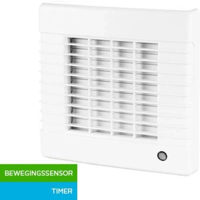 Afbeelding van Badkamerventilator Ø 125 mm Louvre met bewegingsensor en timer wit