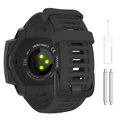 Afbeelding van MoKo Bandje compatibel met Garmin Instinct/Instinct Solar/Tactical/Instinct 2 GPS horloge, 22 mm, reservearmband van zachte siliconen, zwart