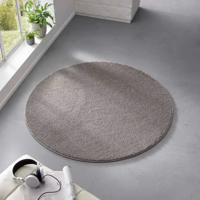 Afbeelding van Rond Effen Vloerkleed Qualis Donkergrijs 160 Cm