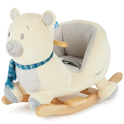 Afbeelding van Bieco Knuffel met hobbeldieren, Lars de ijsbeer, hobbelpaard voor baby, 1 jaar, hobbelpaard, dier, dieren, schommeldier, kind, hout, groot rijden