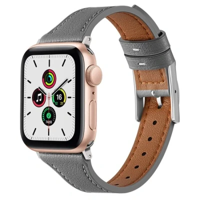 Afbeelding van Apple Watch Leren bandje Grijs Geschikt voor 38mm / 40mm 41mm