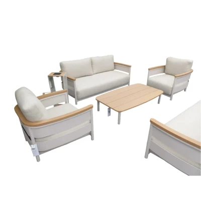 Afbeelding van Wadi sofa set camel sand/teak incl. natural mixed weave kussens Suns