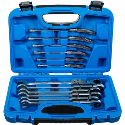 Afbeelding van BGS Dubbelscharnierende ratelring steeksleutelset plooibaar 8 19 mm 12 delig