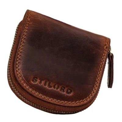 Afbeelding van STILORD &#039;Cash&#039; Vintage Lederen Mini Portemonnee Case voor Mannen Vrouwen Echt Leer, Kara Cognac,