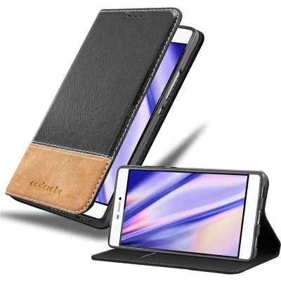 Afbeelding van Cadorabo Hoesje geschikt voor Huawei P8 in ZWART BRUIN Beschermhoes met magnetische sluiting, standfunctie en kaartvakje Book Case Cover Etui
