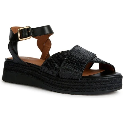 Afbeelding van Geox Eolie Sandalen met plateauzool, Dames, Maat: 39, Black Leer