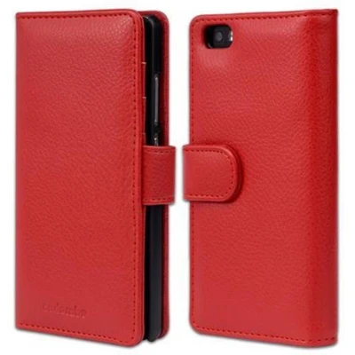 Afbeelding van Cadorabo Hoesje geschikt voor Huawei P8 LITE 2015 in INFERNO ROOD Beschermhoes met magnetische sluiting en 3 kaartsleuven Book Case Cover Etui