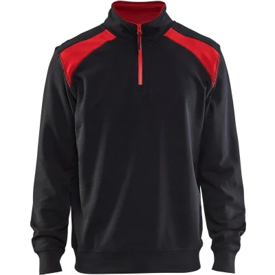 Afbeelding van Blaklader Sweatshirt bi colour met halve rits 3353 1158 Zwart/Rood 4XL