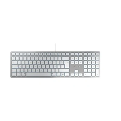 Afbeelding van CHERRY KC 6000C FOR Mac toetsenbord voor bekabelde (USB C aansluiting), Franse lay out (AZERTY), stille toetsen, compact en plat ontwerp, wit zilver