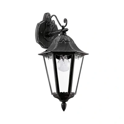 Afbeelding van EGLO Navedo Buitenverlichting Wandlamp 1 Lichts Zwart, Zilver Patina