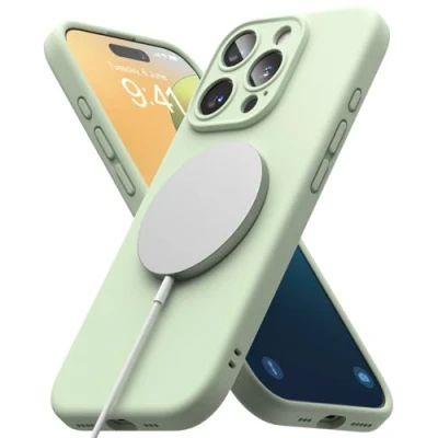 Afbeelding van Ringke Beschermhoes compatibel met iPhone 16 Pro [Magnetische Siliconen] Magnetische Microvezel Zachte Siliconen Bumper Ultradun Zacht Lichtgewicht Case Accessoires Soft