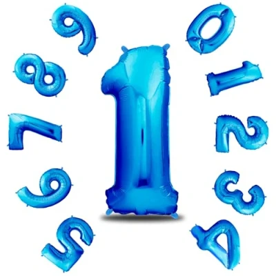 Afbeelding van envami® Verjaardagsballon 1 jaar, blauw, 101 cm, cijferballon, decoratieve verjaardagsset voor jongens, Happy Birthday decoratie/ ballon, zweeft dankzij helium
