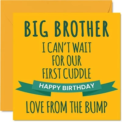 Afbeelding van Grappige verjaardagskaart voor broer First Cuddle van Bump 145 mm x cadeau en zus wenskaart