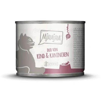 Afbeelding van 6x 200g MjAMjAM Duo Rund &amp; Konijn nat kattenvoer