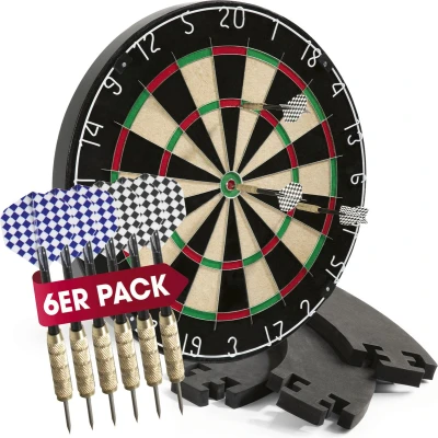 Afbeelding van #DoYourDart dartbord 6 dartpijlen stalen incl. flight complete dartset sisal met dartrand zelfschietende Braziliaanse sisalvezels