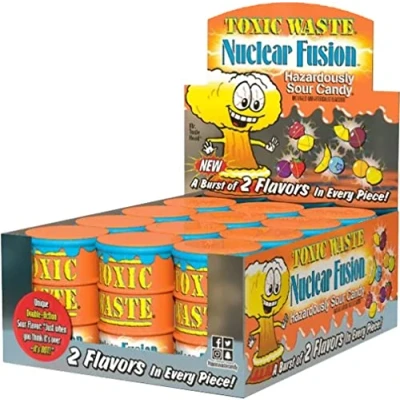 Afbeelding van Toxic Waste Nuclear Fusion Sour Candy Drum Orange (12 Pack)