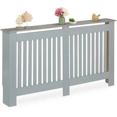 Afbeelding van radiatormbouw 83x152x19 cm landelijk met plank grijs