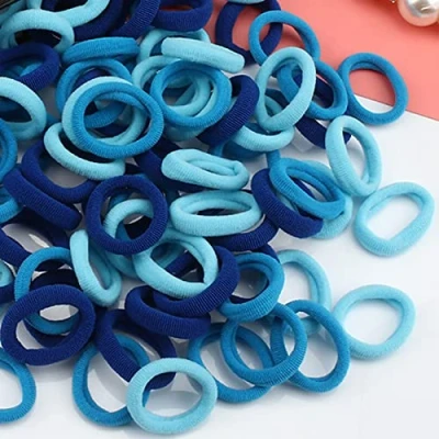 Afbeelding van 100 stuks mini haarelastiekjes voor baby&#039;s, kleurrijke paardenstaart stropdassen, meerkleurig, kinderen, kleine meisjes, blauw