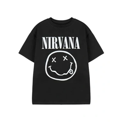 Afbeelding van Nirvana T shirts voor kinderen Grafisch shirt met korte mouwen jongens en meisjes in zwart Klassiek grunge nood streep logo bedrukte kledingtop Merchandise Gift,