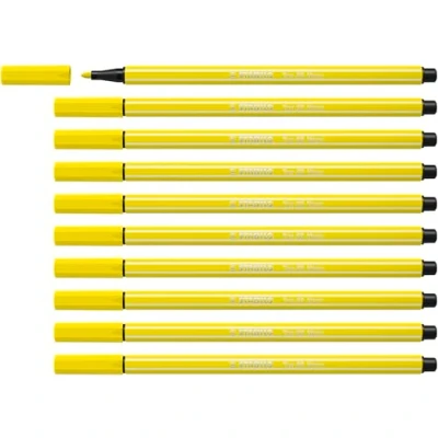 Afbeelding van STABILO Pen 68 viltstiften, 10 stuks, middelgrote punt, neongeel (68/024)