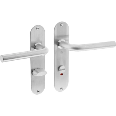 Afbeelding van Intersteel Deurkruk Recht ø16 mm slank op schild toilet /badkamersluiting 63 rvs geborsteld