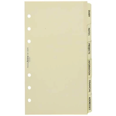 Afbeelding van Filofax Set van 6 tabbladen voor persoonlijke thema&#039;s, crème