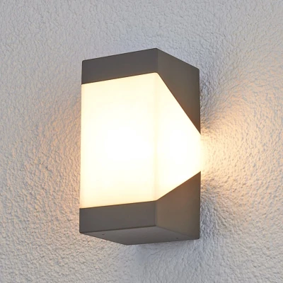 Afbeelding van Lucande buitenwandlamp Kiran, antraciet, metaal, 20 cm