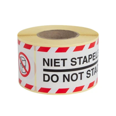 Afbeelding van Rillprint etiketten Niet stapelen, ft 46 x 125 mm, rol van 250 stuks veiligheidsetiketten