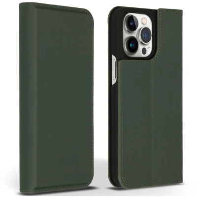 Afbeelding van Accezz Hoesje Geschikt voor iPhone 14 Pro Max Met Pasjeshouder Premium Leather Slim Bookcase Groen