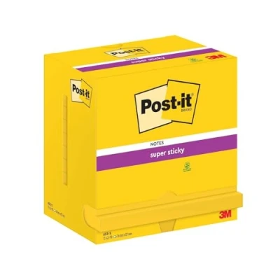 Afbeelding van Post it Super Sticky notes, 90 vel, ft 76 x 127 mm, pak van 12 blokken, neongeel memoblok