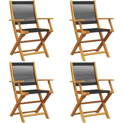 Afbeelding van vidaXL Tuinstoelen 4 st inklapbaar massief acaciahout zwart