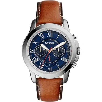 Afbeelding van Fossil Grant herenhorloge, quartz chronograaf uurwerk, met roestvrijstalen armband of leren band, Riem