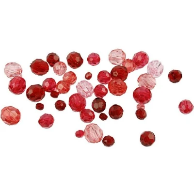 Afbeelding van Creotime Facetkralen Mix Rood 45 G
