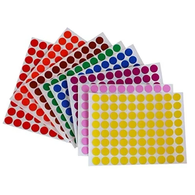 Afbeelding van Royal Green 2560 kleurrijke stickers om te knutselen voor kinderen, 1,3 cm, 8 kleuren, 32 vellen