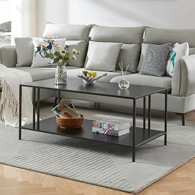 Afbeelding van Salontafel Kumlinge metaal 47x110x55 cm zwart