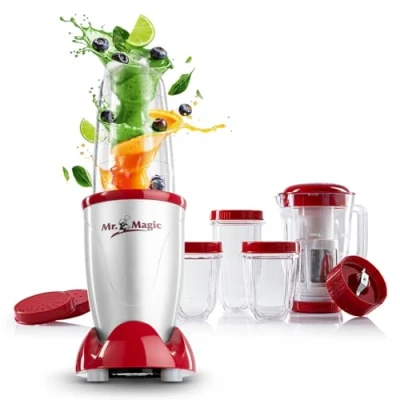 Afbeelding van GOURMETmaxx Mixer Mr. Magic Keukenmachine 18 stuks zilver / rood