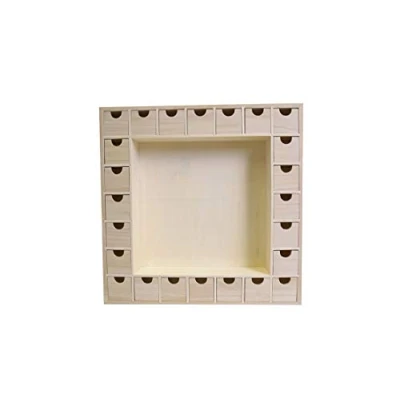 Afbeelding van Artemio 39 x 39,5 6,5 cm, houten adventskalender met schuifladen, beige, cm
