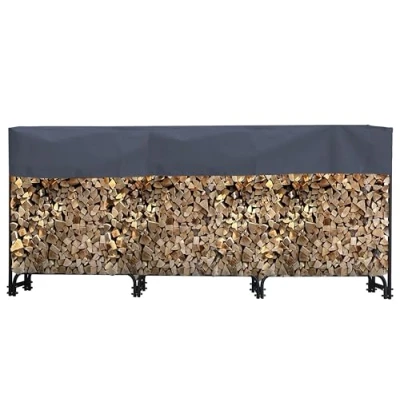 Afbeelding van QUICK STAR Metalen houten rek 272 x 25 95 cm met beschermhoes voor tuin 1,0 m3/1,5 SRM
