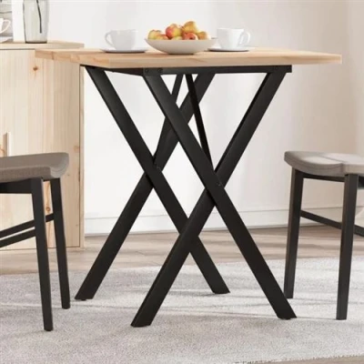 Image de vidaXL Table à manger cadre en X 70x70x75,5cm bois de pin massif acier3282759