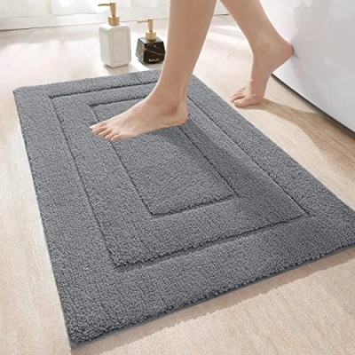 Afbeelding van DEXI Anti slip badmat, zachte microvezel badkamermat, waterabsorberend, machine wasbaar, extra dikke badkamer en douchemat, 50 x 80 cm, grijs